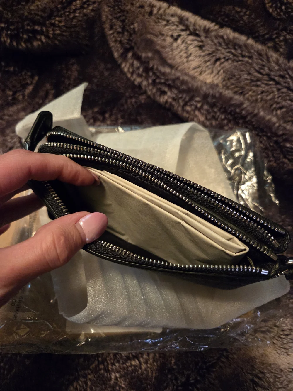 COACH Black Signature Zip Wristlet